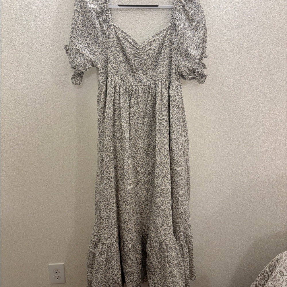 Rylee + Cru Gray Puff Sleeve Sundress